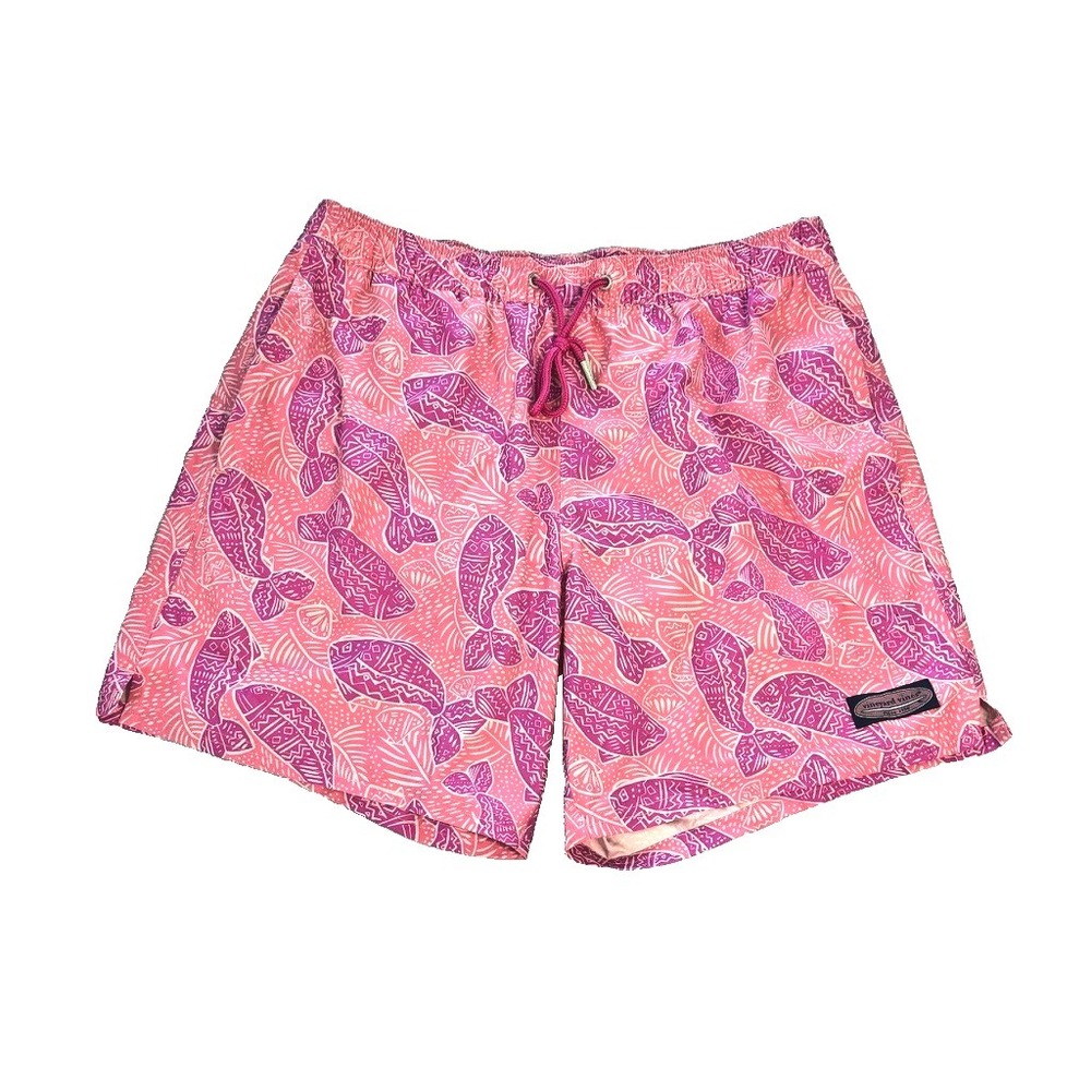 NWoT Vineyard Vines Men's 7 Inch Printed Chappy Swim Trunks M Pink Fish Print